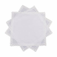 Cotton Hanky Soft White Lace Handkerchief Lightweight for Parties, Brides, Women