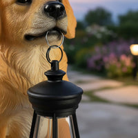 Solar Dog Lantern Weather Resistant Outdoor Decor Waterproof for Entryway