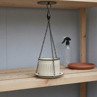 Hanging Metal Planter Drainage Hole Ribbed Hanging Planter Decorative
