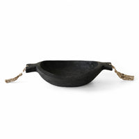 Wooden Fruit Tray with Handles Carbonized Tabletop Stand Sculpted for Home Decor