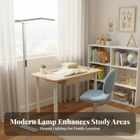 No Flicker Full Spectrum Floor Lamp High Color Rendering Full Spectrum Study Lamp Glare Protection LED Panel Floor Light 4000K Natural Daylight for Students, Children, Professionals, Studying, Bedroom, Studio, Living Room