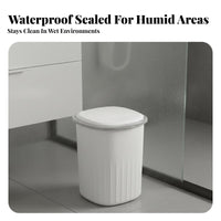 Lidded Waste Bin Waterproof Automatic Lid Trash Bin Odor Control Push Button Trash Can for Washroom, Kitchen, Bedroom