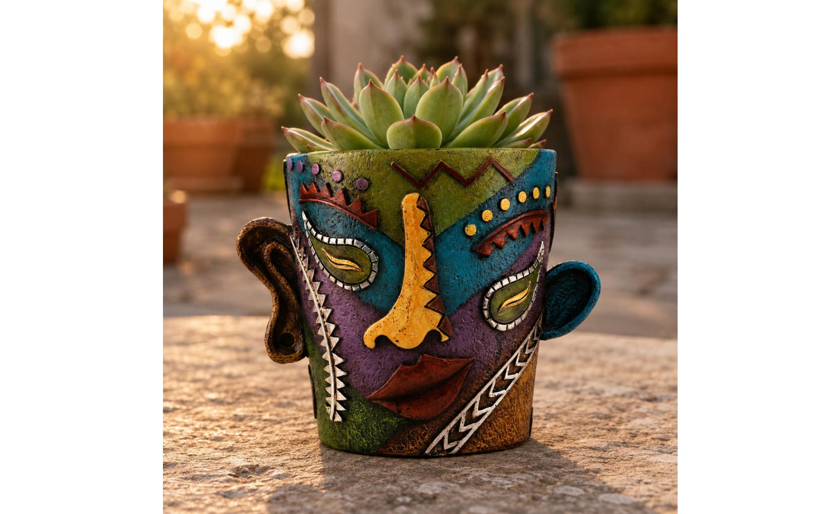 Textured Sculptural Planter Resin Human Sculptural Planter Multicolored House Decoration for Indoor, Garden, Balcony