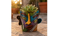 Textured Sculptural Planter Resin Human Sculptural Planter Multicolored House Decoration for Indoor, Garden, Balcony