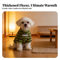 Soft & Comfortable Striped Fleece Pet Sweater Breathable Warm Dog Pullover Lightweight for Small Dogs, Young Canines, Daily Use, Indoor Wear