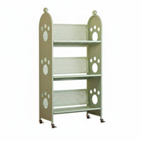 Mobile Design 3-Tier Rolling Trolley Freestanding 3-Tier Feline Paw Cutout Trolley Multi-Purpose Wheeled Shelf Large Capacity for Homeowners, Young Adults, Office Workers, Bedroom, Home, Narrow Areas, Classroom