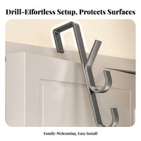 Vertical Door Hook Hanger Drill over the Door Hook Rack No Installation Required Home Storage Solution for Renters, Dorm Room, Entryway, Washroom