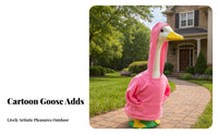 Coral-Tinted Goose Hoodie Modern Rhythm Design Porch Goose Costume Funny Design Figurine Clothing for Holiday Enthusiasts, Garden Decorators, Outdoor