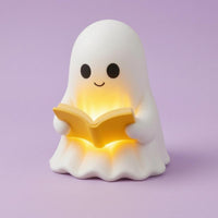 Reading Spirit Lamp Smiling Face Spirit Night Light Resin Material Reading Light Figurine for Bedroom