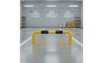 Black Warning Bands U-Shaped Parking Barrier Yellow Steel Pipe Guardrail Floor Plate Detachable Base Guardrail High Visibility for Roadway Intersection