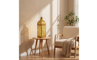 Tabletop Lantern with LED Light Warm Glow Metal Lantern Vintage Decor Decorative for Festive Displays