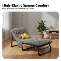 Foldable Design Single Rest Lounger Space-Saving Adjustable Reclining Cot Installationno Assembly Required Lounge Chair Anti-Slip Feet for Office Workers, Beachgoers, Travel, Guest Room, Camping, Patio