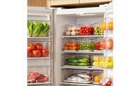 7 Pieces Fridge Organizer Stackable Fridge Storage Container with Lids Transparent Bins for Kitchen, Meal Prep