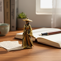 Miniature Brass Female Knight Figurine for Micro Landscape Bonsai Aquascape