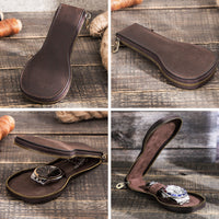Contacts Family Vintage Leather Watch Storage Box with Zipper