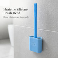 Wall-Mounted Silicone Toilet Brush Set with Long Handle for Bathroom Cleaning