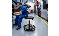Padded Mechanic Stool with Tool Tray Mobile Rolling Mechanic Stool Large Garage Seat with Tool Tray Long-Lasting for Mechanics