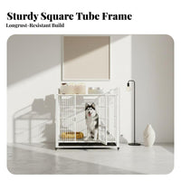 Easy to Clean Dog enclosure with Toilet reliable-lock Pet Crate sturdy Duty pet Enclosure Removable Divider for New Puppy Owners, Kennel professionals, Indoors, Living Room, Breeding Facility, Grooming Salon