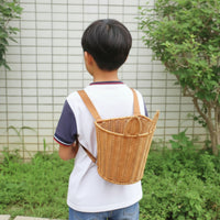 Handwoven Rattan Backpack Basket Hands-Unrestricted Basket with Shoulder Straps Lightweight Long-Lasting for Children, Picnic