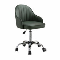 360-Degree Swivel Upholstered Rolling Chair Curved Back Support Desk Seat Ergonomic Design Seating Furniture Height Adjustable for Students, Office Workers, Adults, Study Room, Bedroom, Dormitory, Makeup Area
