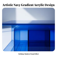 Klein sapphire Gradient Acrylic Cube Table Light Luxury aesthetic space-saving End Table Modern Design Nightstand Square Shape for Home Decorators, Apartment Dwellers, Living Room, Bedroom, Lounge Area, Small Spaces