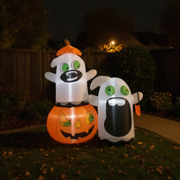 Fast Inflation Inflatable Pumpkin with Ghosts Lighted Ghost with Pumpkin Outdoor Inflatable Ghost Cute for Party