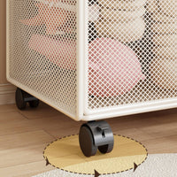 Slanted Shelves Rolling Mesh Rack Caster Wheels Toy Storage Rack Movable Rolling Shelf Metal