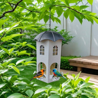 Hanging Bird Feeder Structure, Metal Decorative Bird Feeder with 4 Ports, Ornamental Bird Feeder for Garden Decor, Outdoor Bird Feeder, 230g