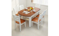 Space Saving Solid Wood Dining Set Convertible Round Dining Table for Living Room
