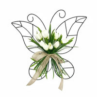 Ready to Hang Butterfly Flower Wreath Rustic Accent Butterfly Wireframe Wreath Long-Lasting Farmhouse Door Decor Fade-Resistant for Mothers, Mantelpiece
