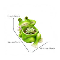 Vibrant Green Frog-Shaped Resin Planter Reclining Pose Frog Flower Pot Raised Eyes