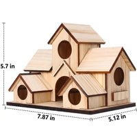 Multi-Level Solid Avian Abode Nesting Station with 5 Holes, Wooden Nest Box, Freestanding Garden Structure for Outdoor Use and Shelter
