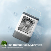 Cools & Humidifies USB Powered Air Cooler 3 Speeds Mini Evaporative Cooler LED Nightlight for Office Workers, Students, Bedroom, Dorm Room