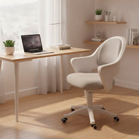 Upholstered Desk Chair Padded Height-Adjustable Computer Chair Rolling Furniture for Telecommuters, Students, Study, Bedroom, Dorm Room