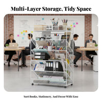 Under Desk Storage Cart Space-Saving Under Desk Storage Rack Large Capacity Mobile Book Cart for Students, Teachers, Study Room, Bedroom