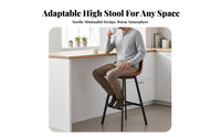 2 Pieces Industrial Design Four-Legged Bar Chair with Backrest Upholstered Seat Counter Stool Stable Design Seating Furniture Easy to Clean for Homeowners, Business Owners, Adults, Coffee Shop, Cafe, Restaurant, Kitchen Island