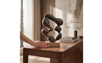 Resin Sculpture with Marble Base Artistic Abstract Sculpture Sculptural Decorative Object with Loop Detail for Bookshelf