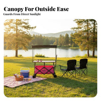 Foldable Utility Cart with Table Sets Up in Seconds Street Vending Cart Folding Vendor Stall Sturdy Construction for Camping