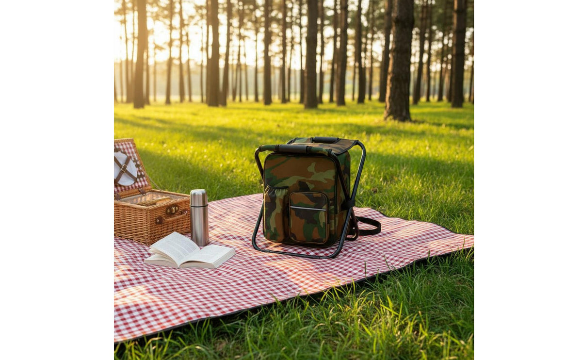Backpack Chiller Stool Foldable Design Backpack Chiller Chair Versatile Multifunctional Insulated Fishing Stool for Campers, Anglers, Picnics, Beach
