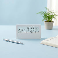 Multifunctional Temperature Humidity Clock Minimalist Design Digital Alarm Clock Timekeeping Device for Students, Desktop
