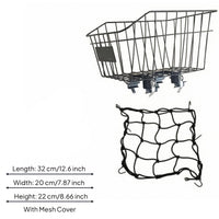 Rapid-Removal Bike Basket Rectangular Rear Bike Basket Black for Shopping Rides