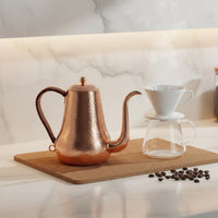 Hand Hammered Coffee Pot Handmade Pour-Over Coffee Kettle Braided Handle Kitchenware for Baristas