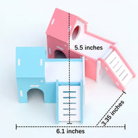 Hamster House with Double Sloped Roof Nest, Double Deck Wood Composite Gerbil House and Hamster Sleeping Nest, Small Animal Accessories
