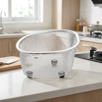 Kitchen Sink Drainer and Sink Strainer, Stainless Steel Leftover Food Strainer with Suction Cup, Home Kitchen Dishwashing Sink Net for Waste