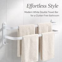 Metal Towel Bar and Wall Mounted Washroom Organizer, Multi-Layer Rack Bathroom with No-Drill Installation