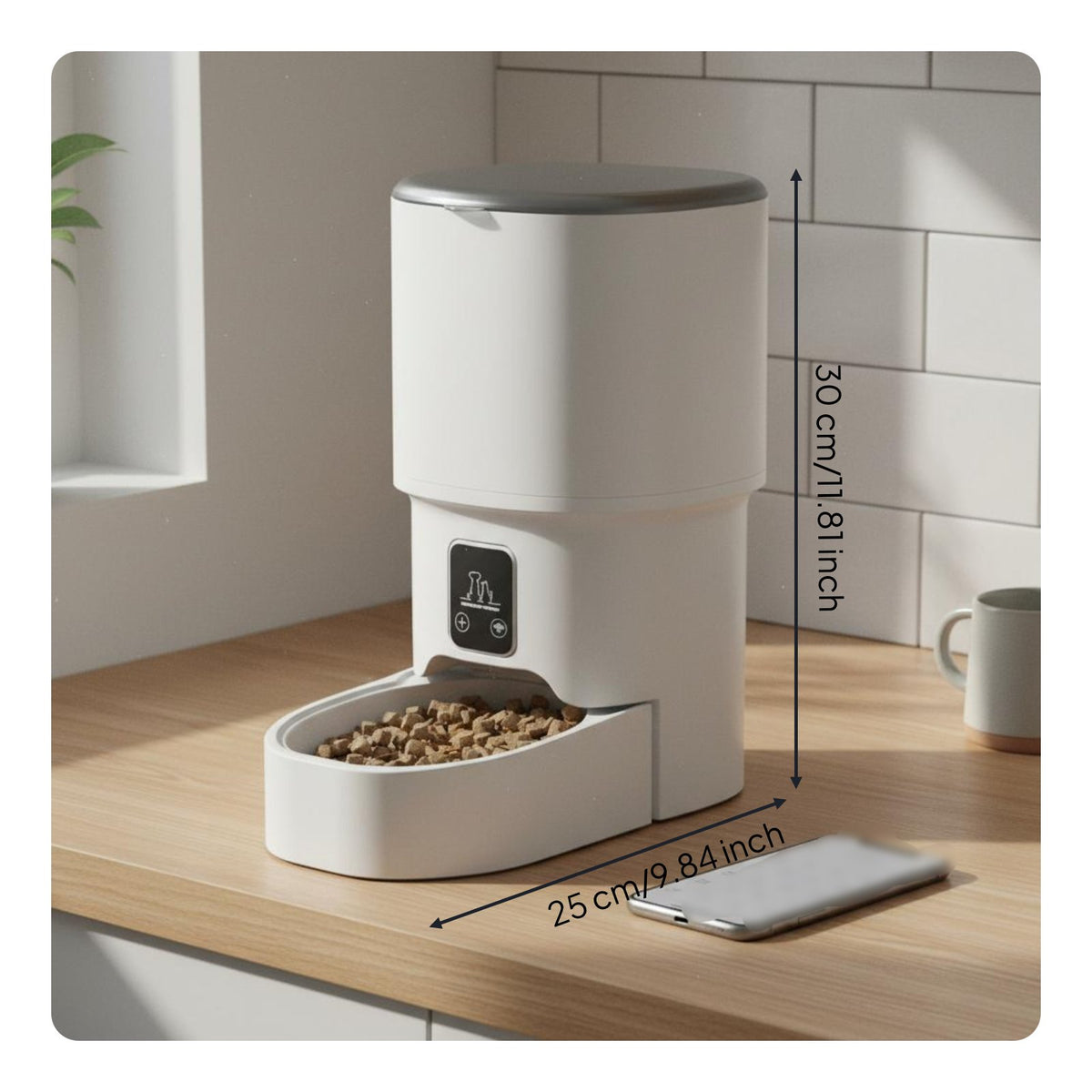 App Control Automatic Pet Feeder Distant Feeding Smart Pet Food Dispenser Double Power Supply for Business Trips, Travel