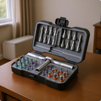 Two-positionPosition Ratchet Screwdriver Kit Compact Screwdriver Kit Hard Case T Handle Driver Set Molded Slots