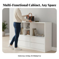 Multi-Compartment Console Large Capacity Modular Cabinet with Drawers Space-Saving Sideboard for Families, Renters, Entryway, Living Room, Behind Sofa