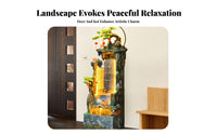 Wealth Attracting Design Rockery Water Fountain Humidifier Function Floor Standing Waterfall Fountain New Chinese Design Rockery Landscape Ornament Quiet Pump for Tea Ceremony Enthusiasts, Business Owners, Living Room, Office, Entrance Hall, Restaurant
