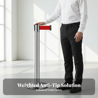 Retractable Belt Stanchion Heavy-Duty Base Retractable Belt Barrier Sturdy Construction Stainless Steel Queue Pole for Airports, Hotels, Retail Stores